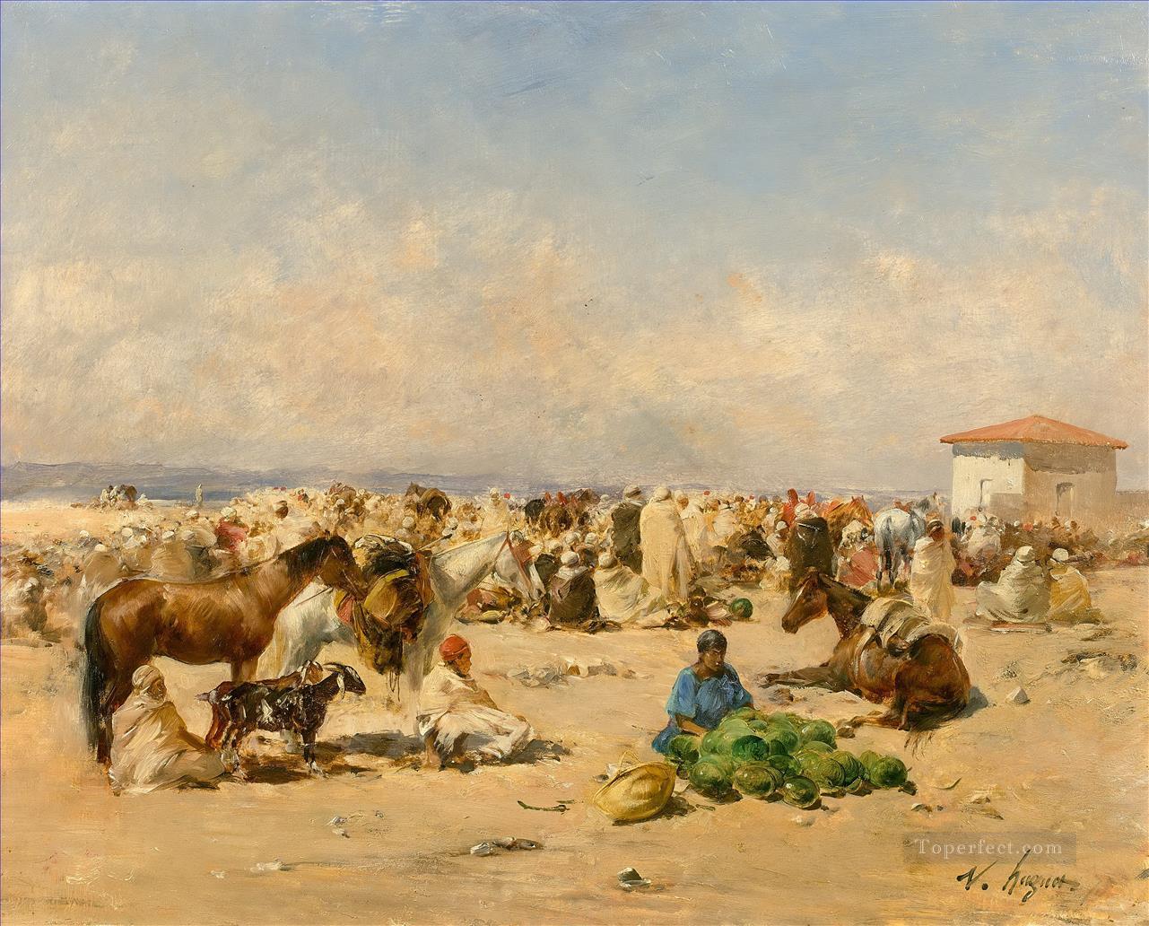 Scene de marche Victor Huguet Orientalist Oil Paintings